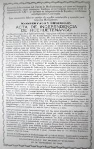 Acta de la firma de la Independencia de Huehuetenango